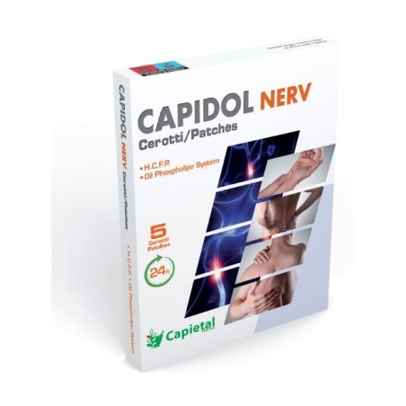 Capietal Italia Capidol Nerv 5 Cerotti lenitivi del dolore all'olio di canapa 20 g Capietal Italia Capidol Nerv 5 Cerotti lenitivi del dolore all'olio di canapa 20 g