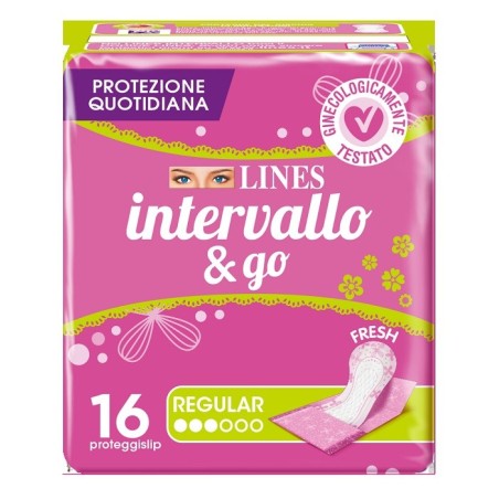 Lines Intervallo Fresh&go ipoallergenico essenza floreale 16 proteggislip ripiegati Lines Intervallo Fresh&go ipoallergenico essenza floreale 16 proteggislip ripiegati