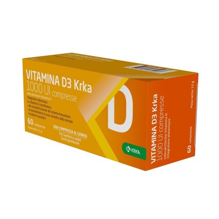 Krka Vitamina D3 1000 UI integratore per difese immunitarie e apparato osseo 60 compresse Krka Vitamina D3 1000 UI integratore per difese immunitarie e apparato osseo 60 compresse