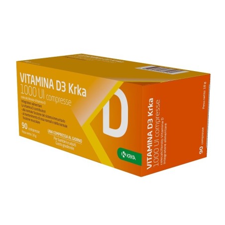 Krka Vitamina D3 Krka 1000 UI integratore per ossa e sistema immunitario 90 compresse Krka Vitamina D3 Krka 1000 UI integratore per ossa e sistema immunitario 90 compresse