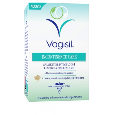 Vagisil Incontinence Care 2 in 1 Salviettine intime lenitive rinfrescanti 12 pezzi