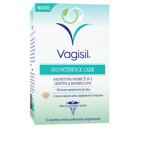 Vagisil Incontinence Care 2 in 1 Salviettine intime lenitive rinfrescanti 12 pezzi Vagisil Incontinence Care 2 in 1 Salviettine intime lenitive rinfrescanti 12 pezzi