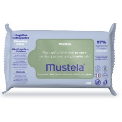 Mustela Salviette Detergenti Profumate all'Avocado per Viso, Mani e Zona pannolino 60 pezzi
