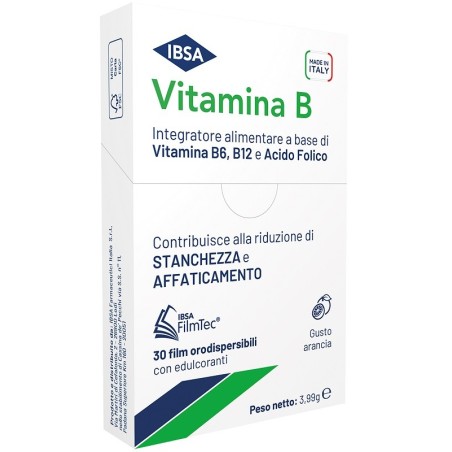 Ibsa Vitamina B Integratore di Vitamine del gruppo B Gusto Arancia 30 film orodispersibili Ibsa Vitamina B Integratore di Vitamine del gruppo B Gusto Arancia 30 film orodispersibili