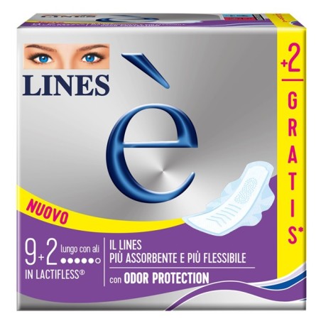 Lines è Lungo con ali per il giorno e flusso abbondante 9 + 2 pezzi Lines è Lungo con ali per il giorno e flusso abbondante 9 + 2 pezzi