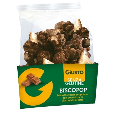 Giusto Senza Glutine Biscopop Biscotti e Mais scoppiato al cioccolato al latte 80g Giusto Senza Glutine Biscopop Biscotti e Mais scoppiato al cioccolato al latte 80g