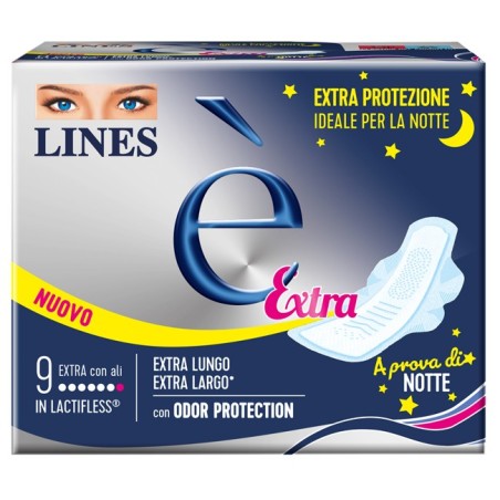 Lines è Extra lungo con ali in lattice protezione notte 9 pezzi Lines è Extra lungo con ali in lattice protezione notte 9 pezzi
