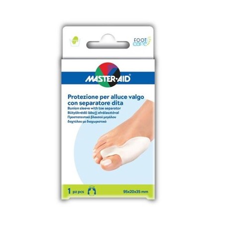 Master-Aid Protezione per alluce valgo con separatore dita in morbido gel 1 pezzo Master-Aid Protezione per alluce valgo con separatore dita in morbido gel 1 pezzo