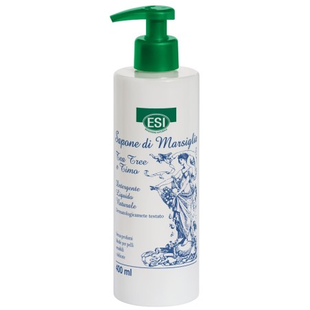 Esi Sapone liquido di Marsiglia al tea tree e timo pelli sensibili 400 ml Esi Sapone liquido di Marsiglia al tea tree e timo pelli sensibili 400 ml