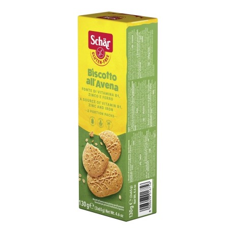 Dr. Schar Biscotti all'avena senza glutine con fibre e vitamine 2 buste da 65 g Dr. Schar Biscotti all'avena senza glutine con fibre e vitamine 2 buste da 65 g