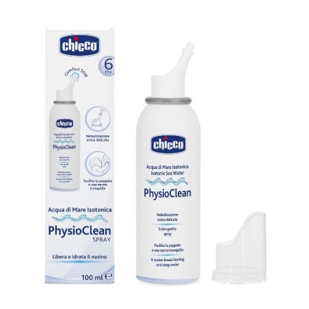 Chicco PhysioClean Acqua Di Mare Isotonica per liberare il naso chiuso dei bambini 100 ml Chicco PhysioClean Acqua Di Mare Isotonica per liberare il naso chiuso dei bambini 100 ml