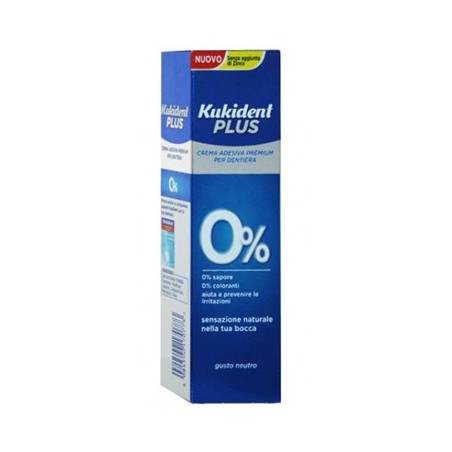 Kukident Plus 0% adesivo per dentiera senza sapore e coloranti 40 g Kukident Plus 0% adesivo per dentiera senza sapore e coloranti 40 g
