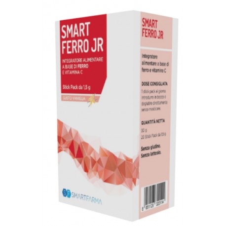 Smart Ferro Jr integratore alimentare a base di ferro e vitamina C 20 stick pack gusto vaniglia