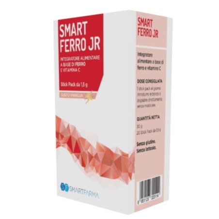 Smart Ferro Jr integratore alimentare a base di ferro e vitamina C 20 stick pack gusto vaniglia Smart Ferro Jr integratore alimentare a base di ferro e vitamina C 20 stick pack gusto vaniglia