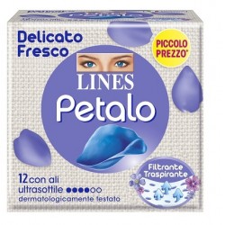 Lines Petalo Blu Assorbente con ali traspirante ultrasottile 12 pezzi