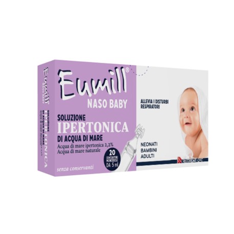 Eumill Naso Baby Soluzione Ipertonica per alleviare i disturbi respiratori dei bambini 20 contenitori monodose