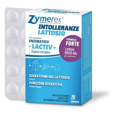 Zymerex Intolleranze Lattosio integratore con lattasi per la digestione 20 compresse rivestite