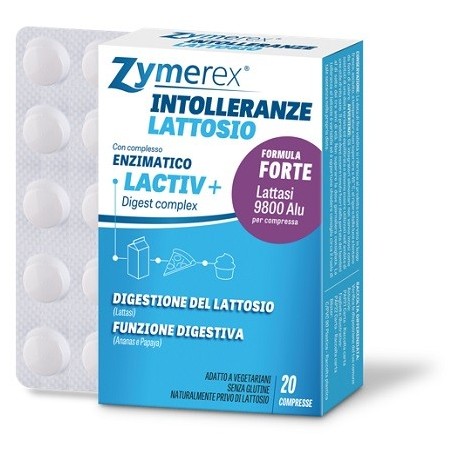 Zymerex Intolleranze Lattosio integratore con lattasi per la digestione 20 compresse rivestite Zymerex Intolleranze Lattosio integratore con lattasi per la digestione 20 compresse rivestite