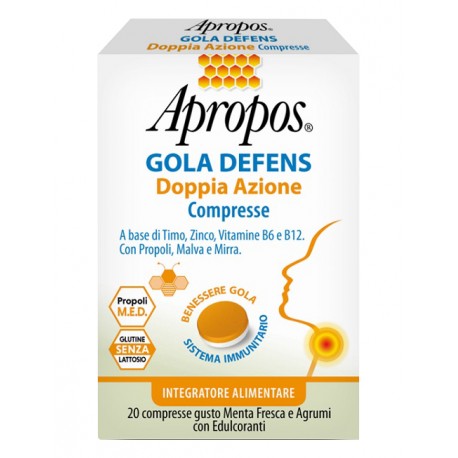 Apropos Gola Defens Doppia Azione per gola e difese 20 compresse gusto menta e agrumi