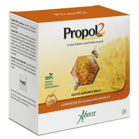 Aboca Propol2 EMF Integratore Ricostituente con Propoli Gusto agrumi e miele 20 compresse Aboca Propol2 EMF Integratore Ricostituente con Propoli Gusto agrumi e miele 20 compresse