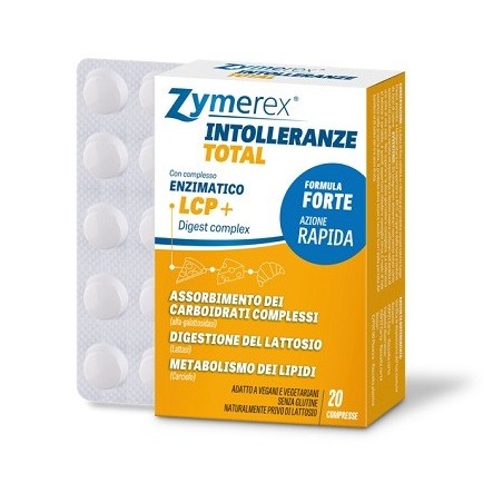 Zymerex Intolleranze Total Integratore per la Digestione del Lattosio 20 compresse Zymerex Intolleranze Total Integratore per la Digestione del Lattosio 20 compresse