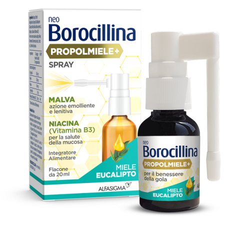 NeoBorocillina Propolmiele+ Spray Emolliente per Gola irritata 20ml NeoBorocillina Propolmiele+ Spray Emolliente per Gola irritata 20ml