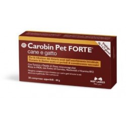 Confezione da un blister da 30 compresse di mangime complementare per cani e gatti Carobin Pet Forte