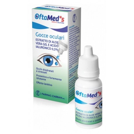 Oftamed's Gocce Oculari Occhi Disidratati e Stressati lenitive con estratto di aloe e Acido Ialuronico 0,3% 10 ml