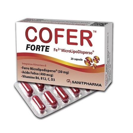 Cofer Forte integratore di ferro e vitamine del gruppo B 20 capsule Cofer Forte integratore di ferro e vitamine del gruppo B 20 capsule