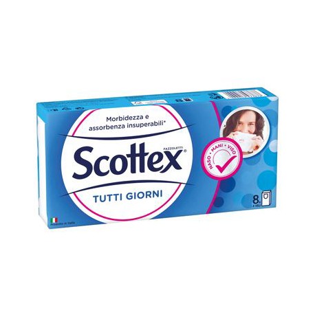Scottex Tutti i Giorni fazzoletti di carta morbidi e resistenti 8 pacchetti