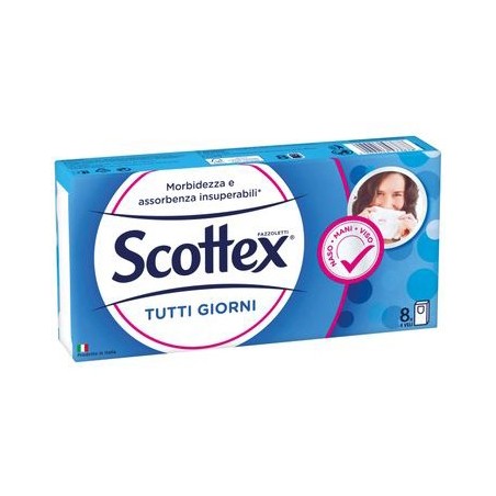 Scottex Tutti i Giorni fazzoletti di carta morbidi e resistenti 8 pacchetti Scottex Tutti i Giorni fazzoletti di carta morbidi e resistenti 8 pacchetti