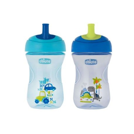 Chicco Tazza Advance Azzurra per imparare a bere con la cannuccia bambini da 12 mesi