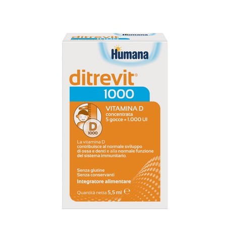 Humana Ditrevit 1000 integratore per ossa denti sistema immunitario 5,5 ml Humana Ditrevit 1000 integratore per ossa denti sistema immunitario 5,5 ml