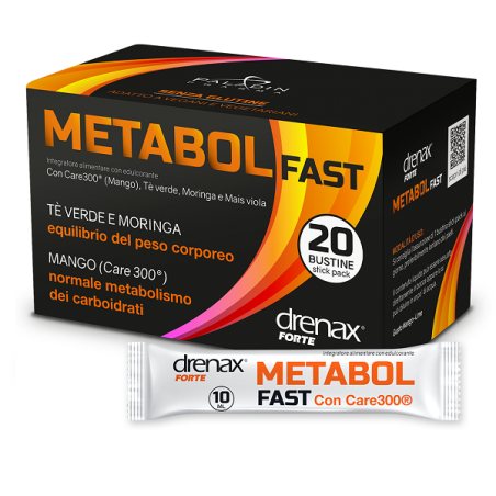 Drenax Metabol Fast integratore per equilibrio del peso corporeo 20 stick pack Drenax Metabol Fast integratore per equilibrio del peso corporeo 20 stick pack