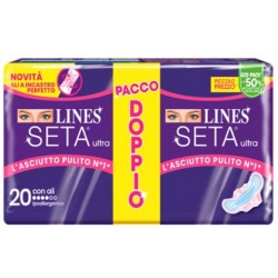 Lines Seta Ultra assorbenti con ali pacco doppio convenienza 20 pezzi