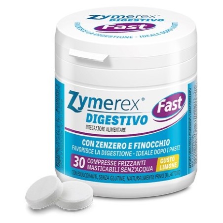 Zymerex Fast Digestivo con Zenzero e Finocchio integratore per la digestione 30 compresse frizzanti masticabili Zymerex Fast Digestivo con Zenzero e Finocchio integratore per la digestione 30 compresse frizzanti masticabili