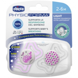 CHICCO SUCCHIETTO LIGHT LUMINOSO SILICONE 2-6 MESI 2 PEZZI