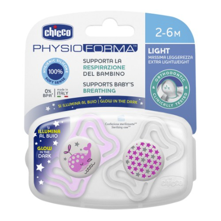 CHICCO SUCCHIETTO LIGHT LUMINOSO SILICONE 2-6 MESI 2 PEZZI CHICCO SUCCHIETTO LIGHT LUMINOSO SILICONE 2-6 MESI 2 PEZZI