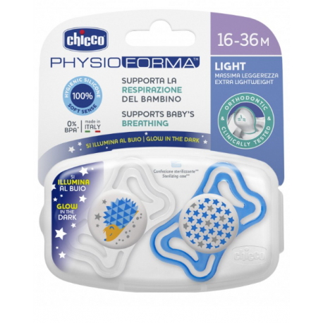 Chicco Succhietto Light Lum Silicone 16-36 Mesi 2 Pezzi