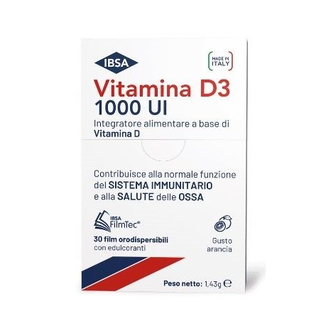 IBSA Vitamina D3 integratore per sistema immunitario e ossa 30 film orodispersibili IBSA Vitamina D3 integratore per sistema immunitario e ossa 30 film orodispersibili