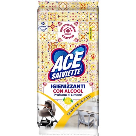 Ace Salviette Igienizzanti Sgrassanti senza risciacquo per tutte le superfici 40 pezzi