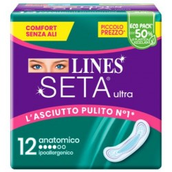 Lines Seta Ultra Assorbenti Anatomico ipoallergenico flusso medio 12 pezzi
