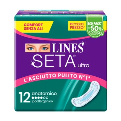 Lines Seta Ultra Assorbenti Anatomico ipoallergenico flusso medio 12 pezzi