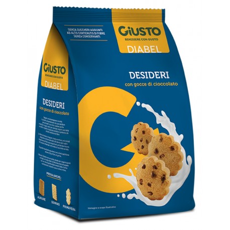 Giusto Diabel Biscotto Desideri con gocce di cioccolato a basso indice glicemico 150 g