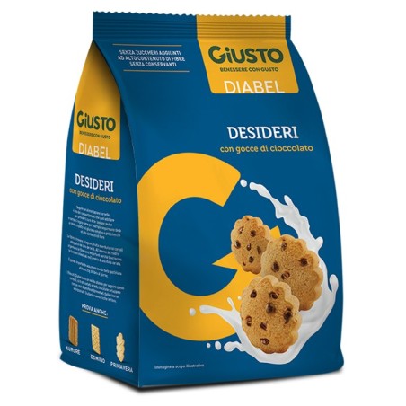 Giusto Diabel Biscotto Desideri con gocce di cioccolato a basso indice glicemico 150 g Giusto Diabel Biscotto Desideri con gocce di cioccolato a basso indice glicemico 150 g