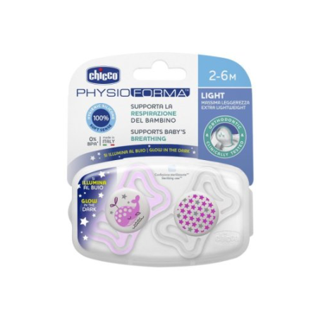 CHICCO SUCCHIETTO LIGHT LUMI SILICONE 2-6M 2 PEZZI