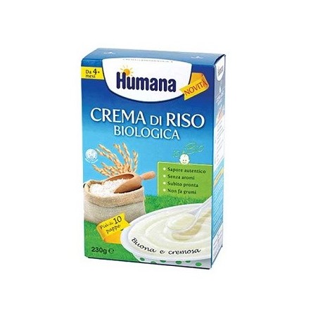 Humana Crema di riso biologico senza glutine per prime pappe dei bambini 230 g Humana Crema di riso biologico senza glutine per prime pappe dei bambini 230 g