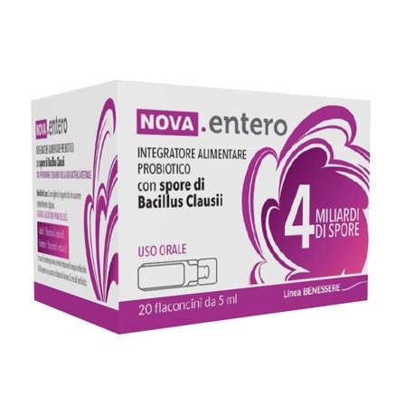 Nova Entero Plus 4 Miliardi di spore per flora batterica intestinale 20 flaconcini 5 ml