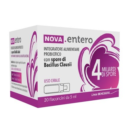Nova Entero Plus 4 Miliardi di spore per flora batterica intestinale 20 flaconcini 5 ml Nova Entero Plus 4 Miliardi di spore per flora batterica intestinale 20 flaconcini 5 ml