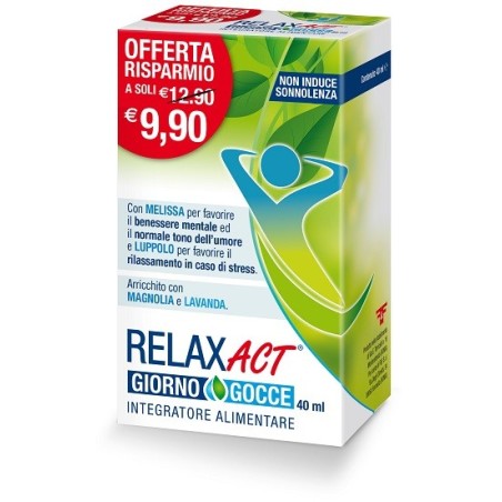Relax Act Giorno integratore per il benessere dell'umore in gocce 40 ml Relax Act Giorno integratore per il benessere dell'umore in gocce 40 ml